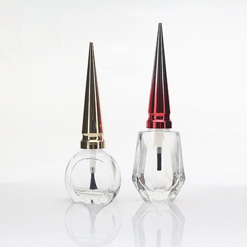 High quality 10ml, empty nail polish glass bottle with brush caps, nail oil bottle wholesale pointed cap