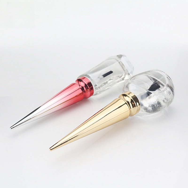 High quality 10ml, empty nail polish glass bottle with brush caps, nail oil bottle wholesale pointed cap