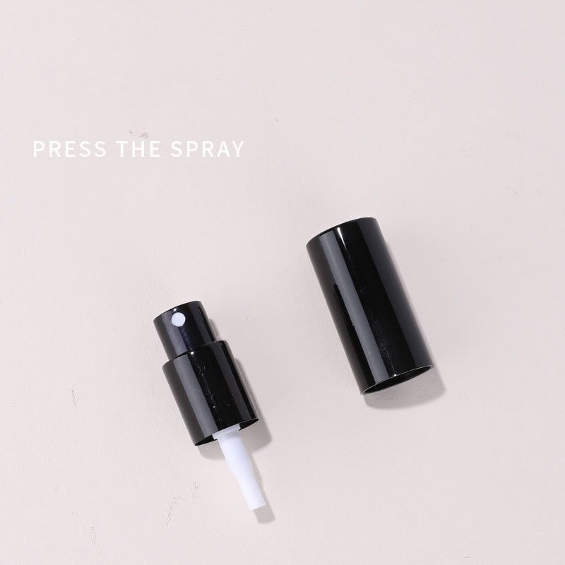Black glass bottle with aluminum pump empty round glass cosmetic bottle spray 10ml 15ml glass spray bottles