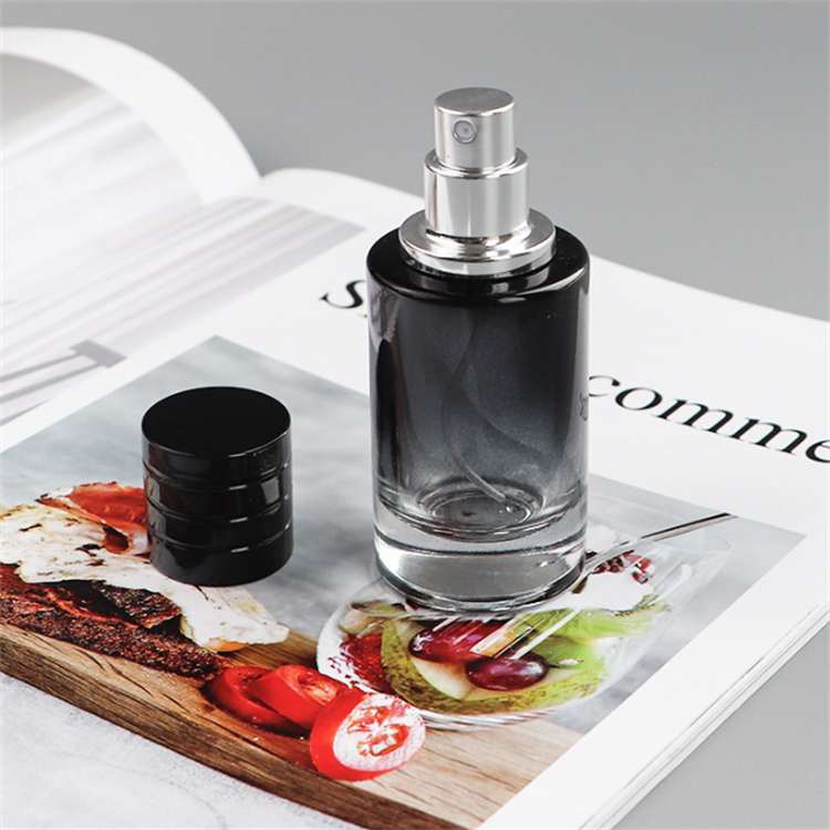 Wholesale custom atomizer 30ml 50ml round cylinder spray empty fade color perfume bottle glass