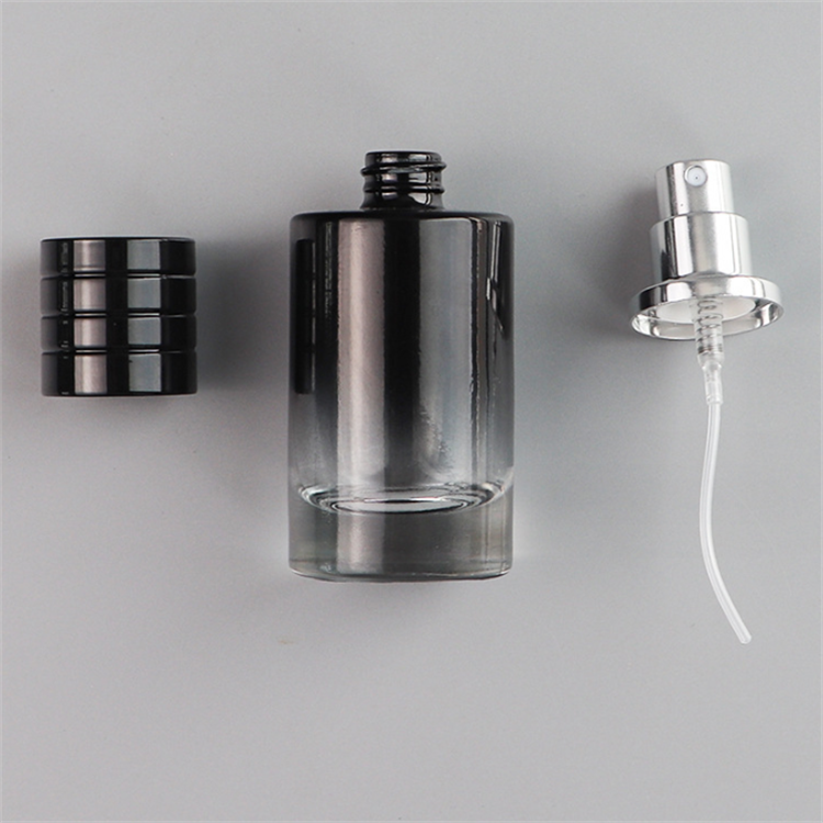Wholesale custom atomizer 30ml 50ml round cylinder spray empty fade color perfume bottle glass
