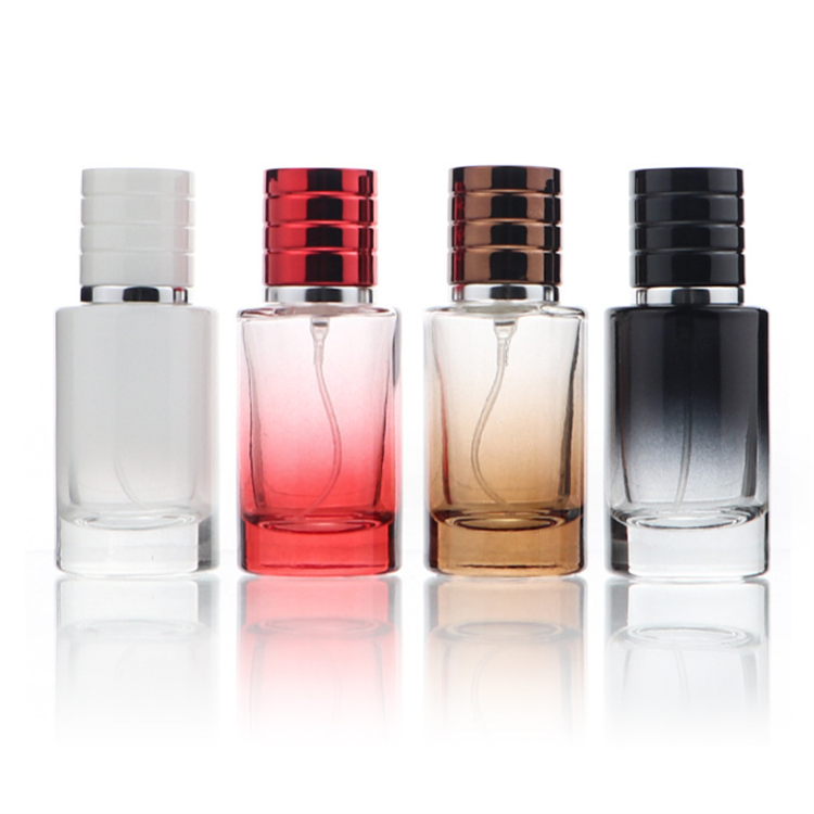 Wholesale custom atomizer 30ml 50ml round cylinder spray empty fade color perfume bottle glass