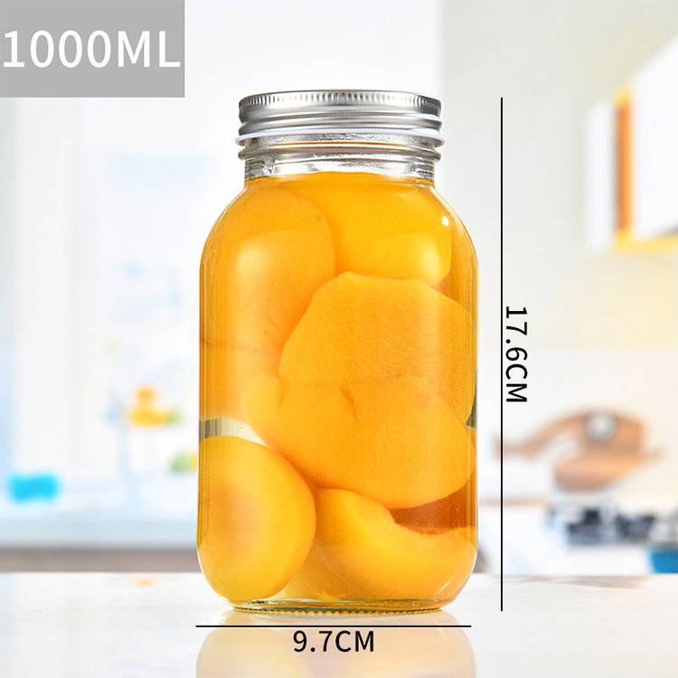 Wholesale 1000ml 32 oz 1 litre regular mouth glass mason canning jars with metal lid for jam honey Pickle Jelly