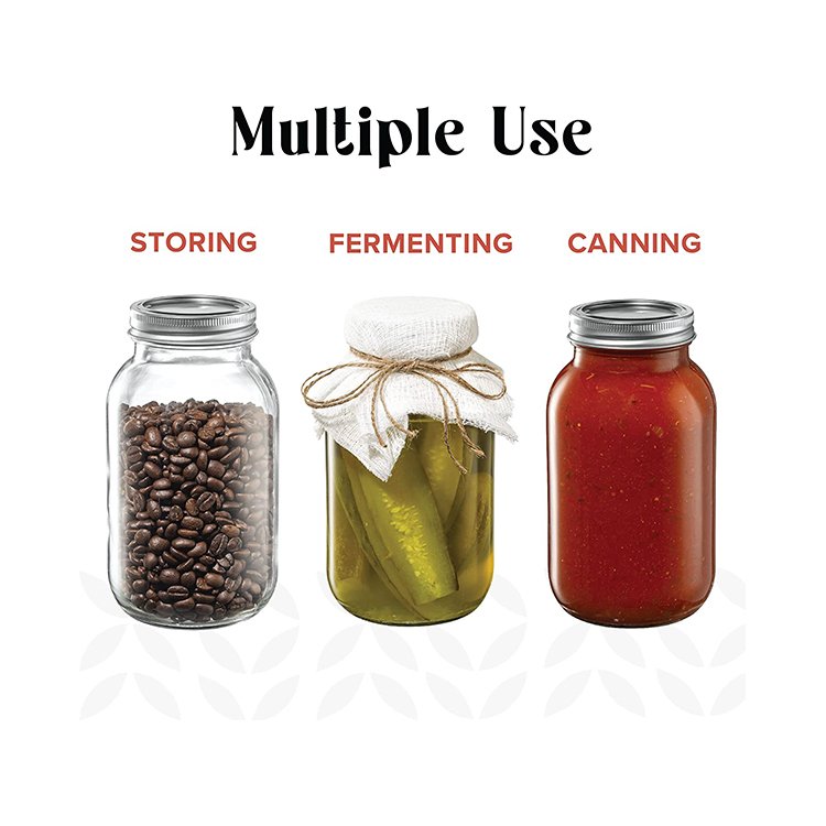 Wholesale 1000ml 32 oz 1 litre regular mouth glass mason canning jars with metal lid for jam honey Pickle Jelly