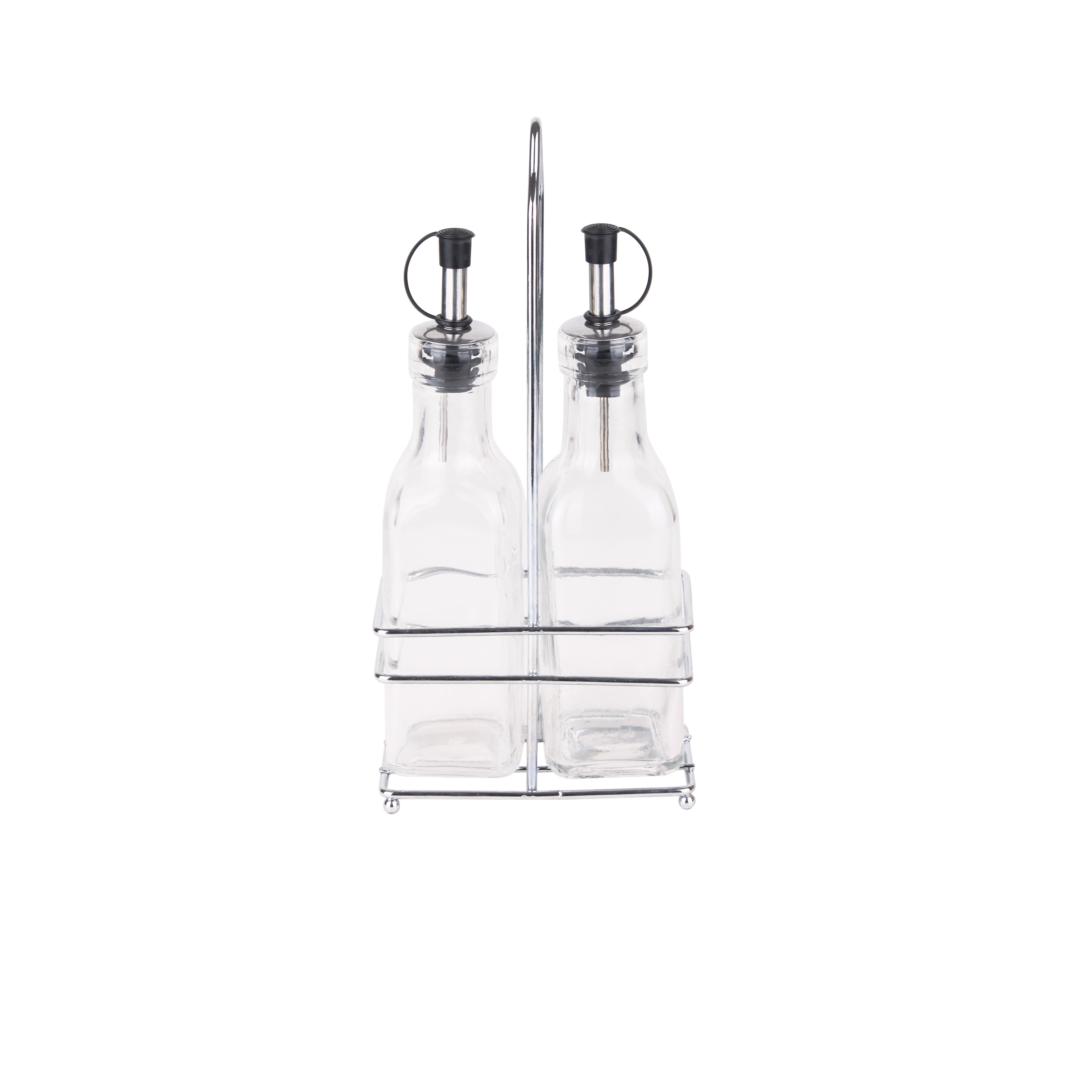 200ml glass bottles with pourer lid set for olive oil and vinegar