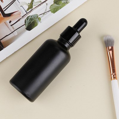 Wholesale tempered black essential oil glass dropper bottle empty 30ml matte black glass bottle with dropper