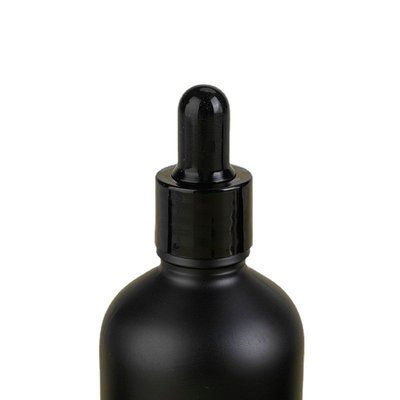Wholesale tempered black essential oil glass dropper bottle empty 30ml matte black glass bottle with dropper