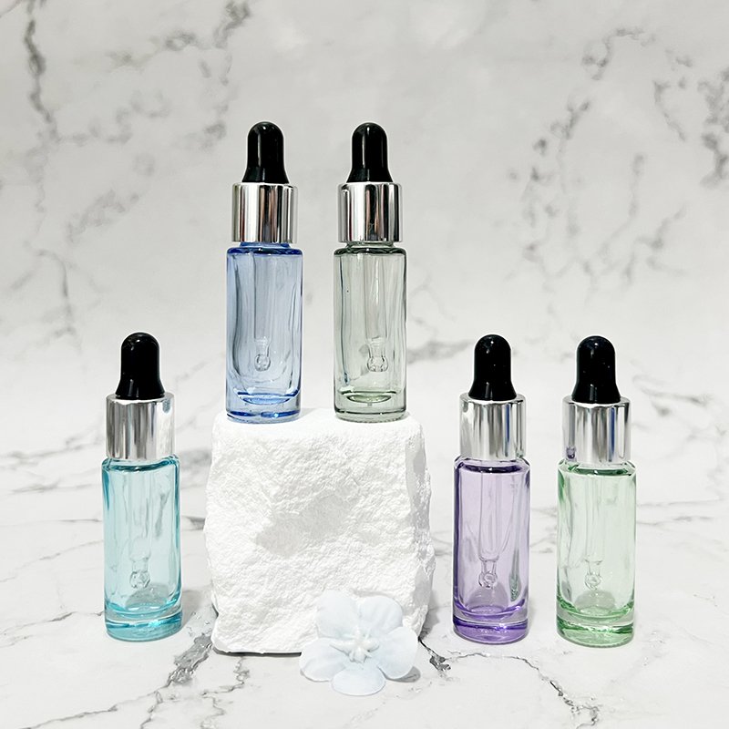 Unique mini 5ml colour essential oil glass dropper bottle empty sample tester perfume oil glass vials with pipette