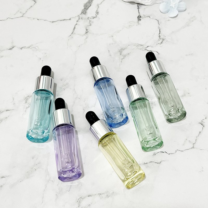 Unique mini 5ml colour essential oil glass dropper bottle empty sample tester perfume oil glass vials with pipette