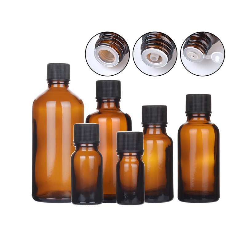 5ml 10ml 15ml 20ml 30ml 50ml 100ml amber essential oil glass bottle travel bottle with stopper Medical liquid bottles