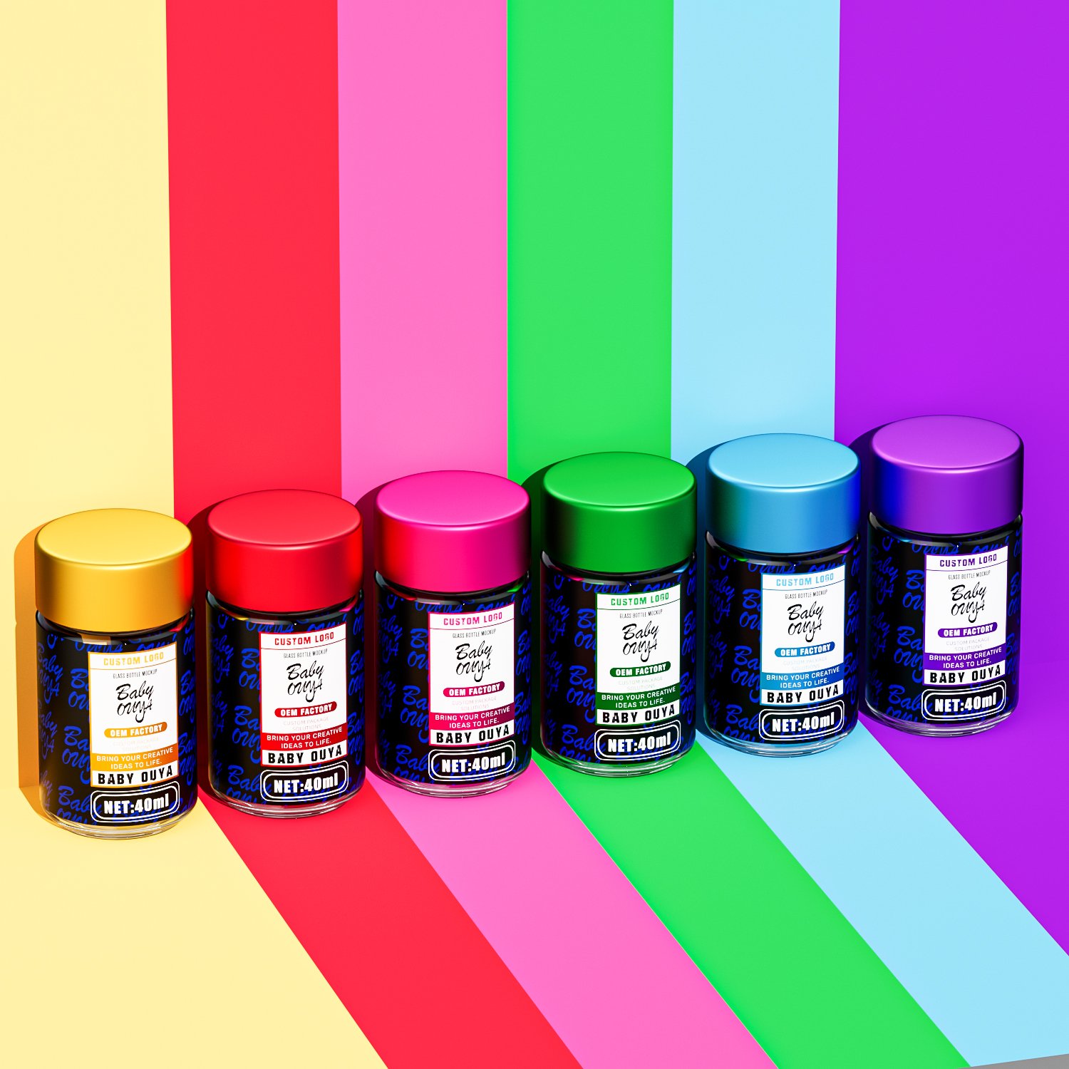 5 Pack Custom Childproof Jeeter Customized Label Sticker Pre Roll Packaging 40ml 3.5g Child Resistant Glass Bottle Jars