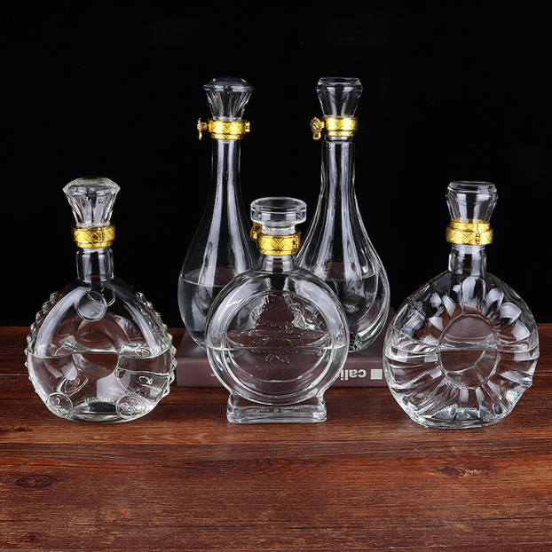 500ml buckle sealed glass empty wine of ginseng sparkling wine bottle