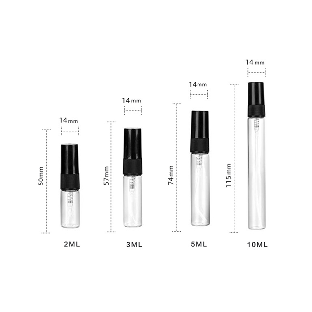 2ml 3ml 5ml 10ml Empty Mini Glass Perfume Sample Bottle Glass Bottles With Atomizer PP Spray Cap For Cosmetic Packaging
