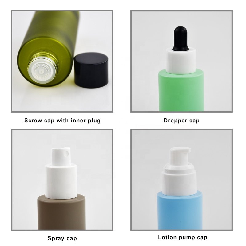 High End 30ml 40ml 50ml Press Button Glass Essential Oil Dropper Serum Foundation Bottle With Push Botton