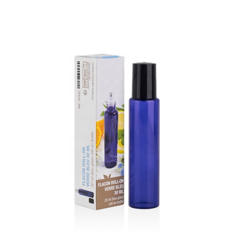5ml 10ml 20ml 30ml Colorful Perfume Oil Roll On Pump Glass Bottle with Roller Ball Skin Care Cosmetic Packaging with Box