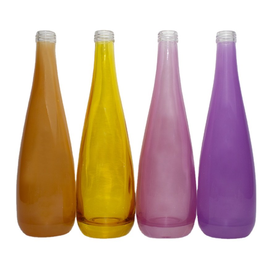 Factory hot sale 350ml 500ml clear long neck super flint glass bottles for beverages juice mineral water bottle with cork