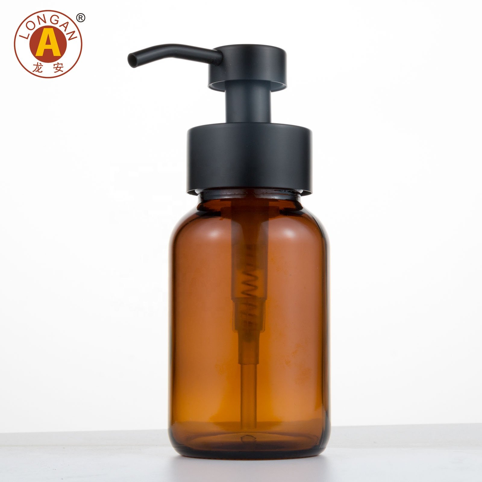 Factory Made Bathroom Hand Soap Clear Bottle Modern Home Airless Amber Glass Bottle Soap Dispenser Bottle With Metal Pump
