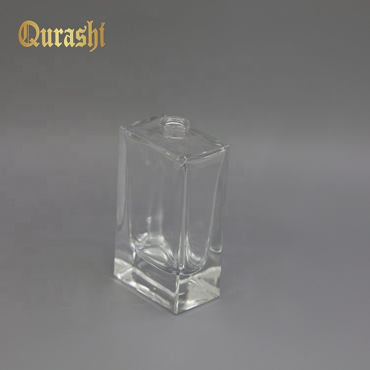 Customization Wholesale Empty 50ml rectangle clear perfume glass bottle
