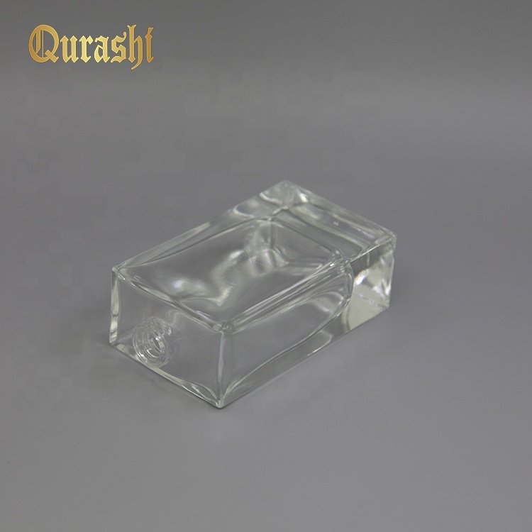 Customization Wholesale Empty 50ml rectangle clear perfume glass bottle