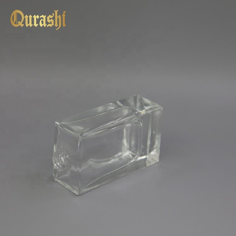 Customization Wholesale Empty 50ml rectangle clear perfume glass bottle