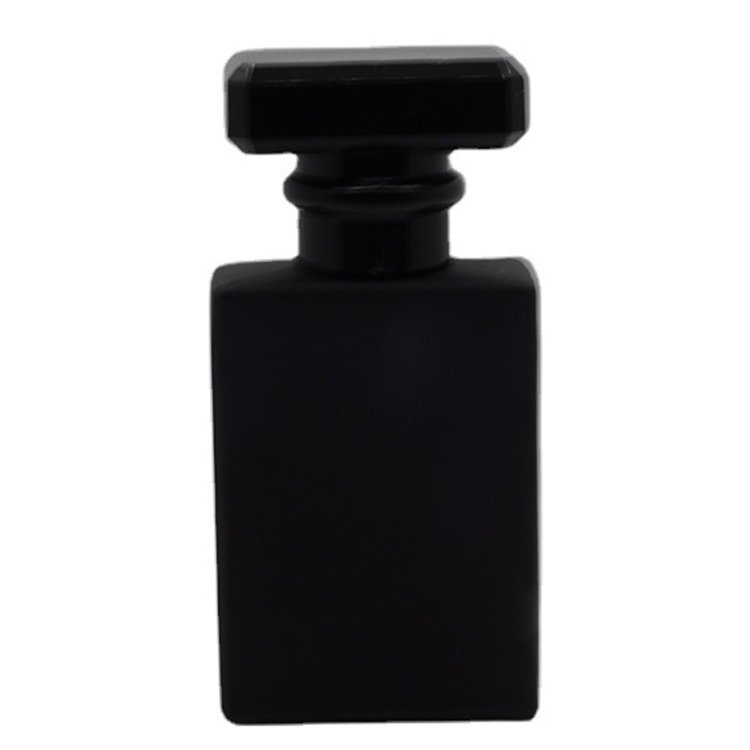 Custom Logo Empty Luxury Cosmetic Flat Square Clear Black Refillable Spray Perfume Glass Bottle 30ml