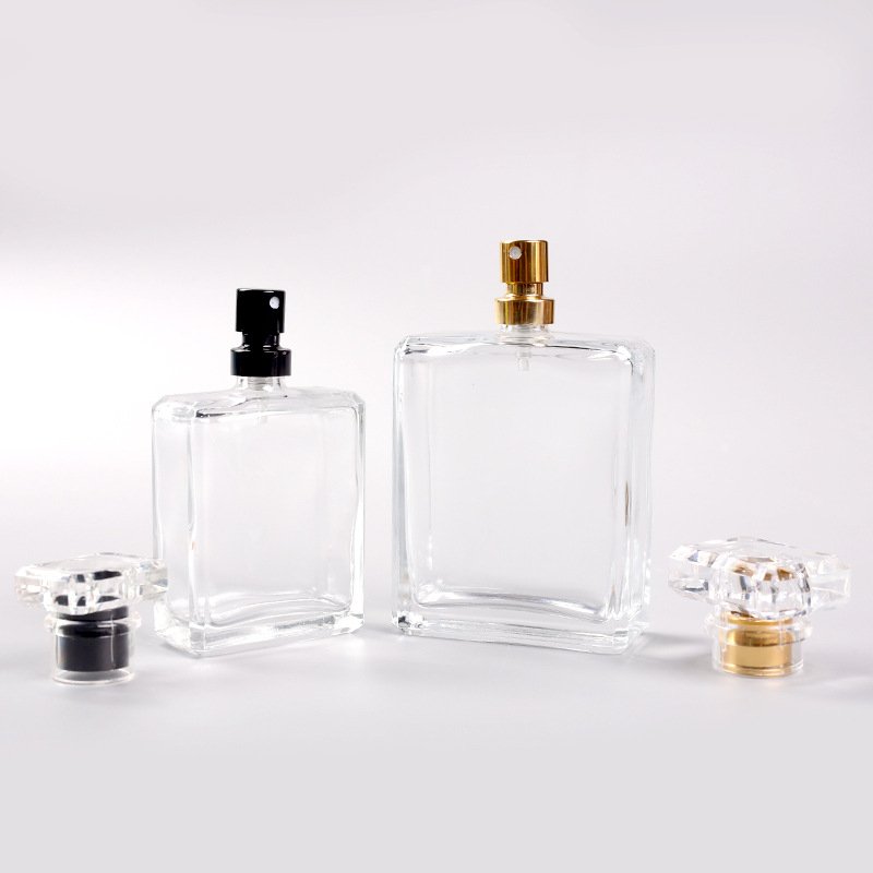 Wholesale 30ml 50 ml 75ml 100ml Empty Luxury Flat Square Spray Fragrance Parfum Bottle Black Refillable Perfume Glass Bottle