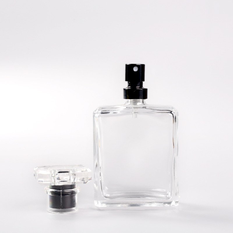 Wholesale 30ml 50 ml 75ml 100ml Empty Luxury Flat Square Spray Fragrance Parfum Bottle Black Refillable Perfume Glass Bottle