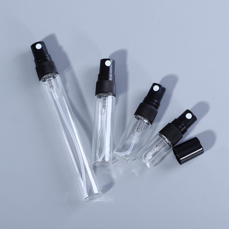 2ml 3ml 5ml 10ml transparent perfume glass bottles spray with pump small container