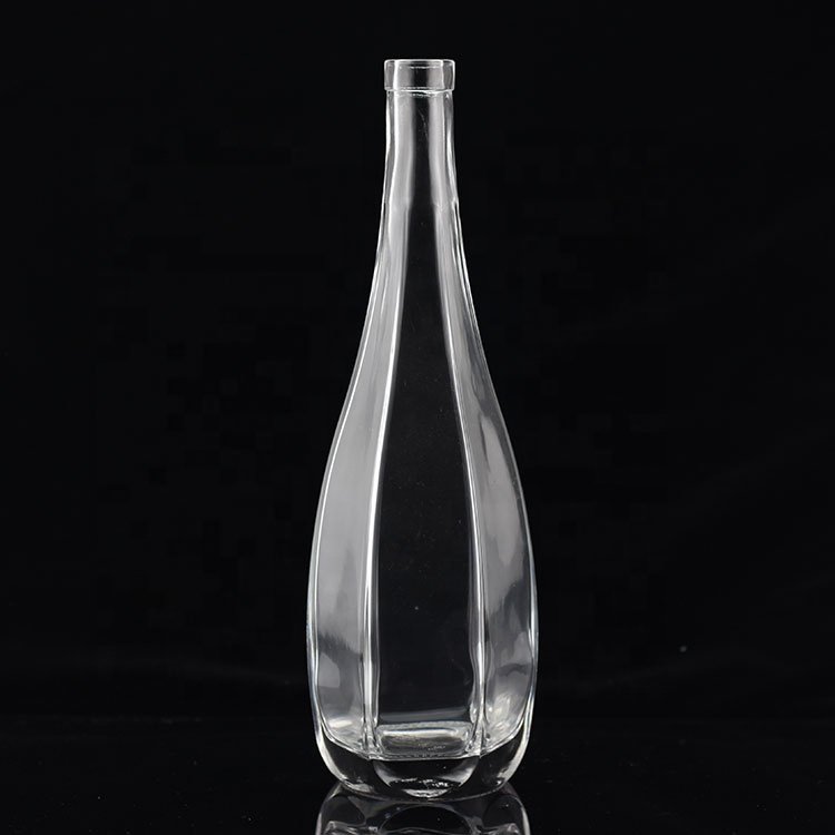 750ml Cut Shape Custom Made Wine Bottle Unique Design Glass Spirits Bottle