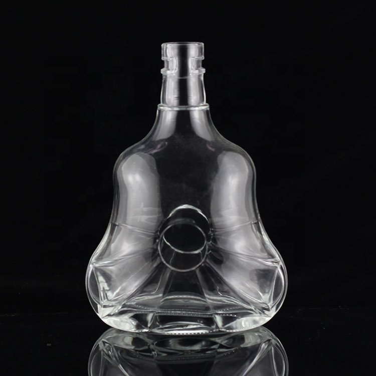 750ml Cut Shape Custom Made Wine Bottle Unique Design Glass Spirits Bottle