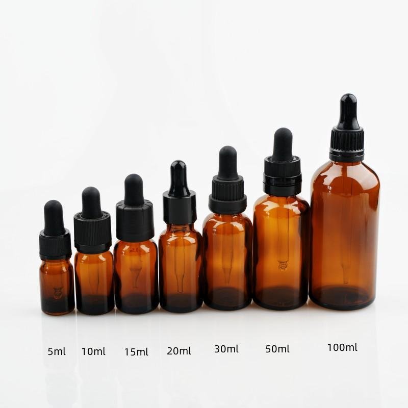 DIN 18mm 5ml 10ml 15ml 20ml 30ml 50ml 100ml Round Empty Dropper glass Bottle For Essential Oil for cap