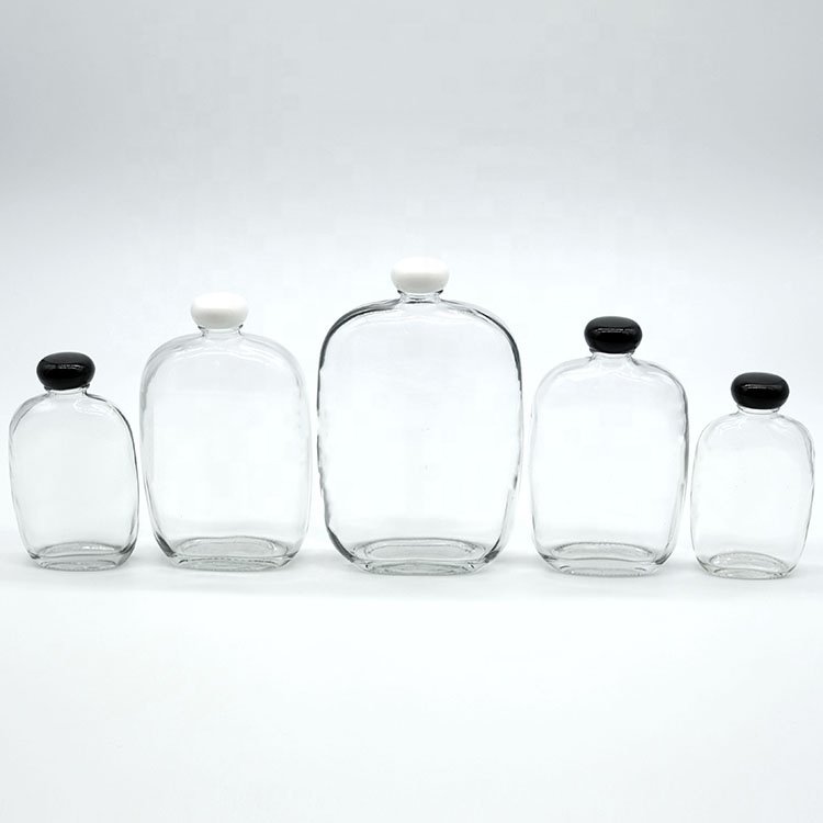Clear Frosted round 350ml 500ml Beverage Glass Bottle Frosted Juice bottle Beverage Glass Bottle With Stopper wholesale