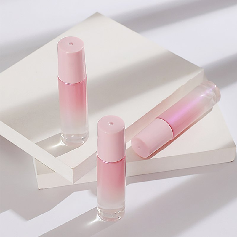 10 Ml Pink Perfume Essential Oil Clear 10ml Roller Roll On Glass Bottle With Stainless Steel Metal Roller Ball