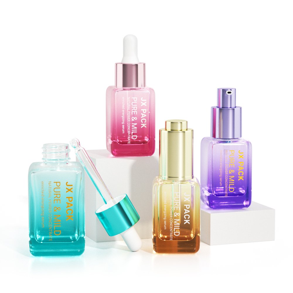 good price glass Cosmetic skin care serum packaging 30 ml 50 ml 1 oz push button dropper bottle serum bottle with dropper