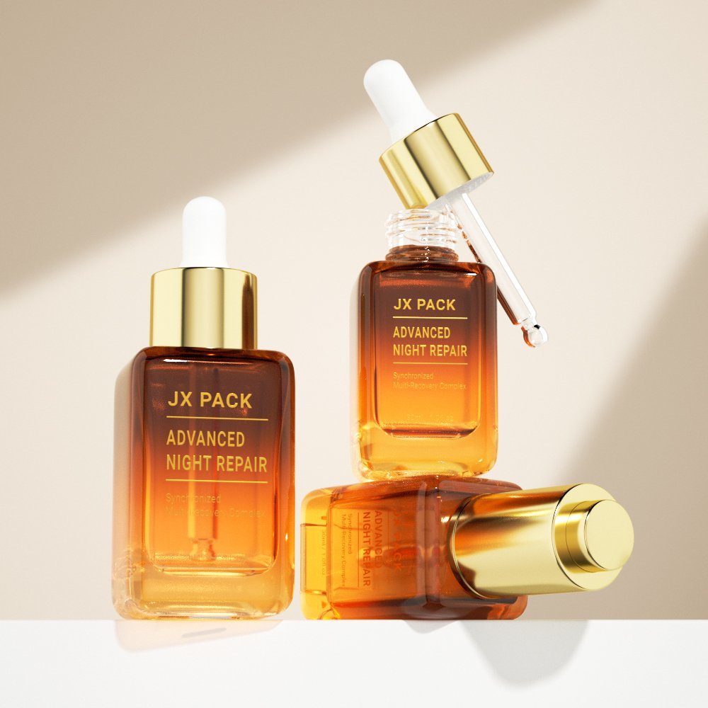 good price glass Cosmetic skin care serum packaging 30 ml 50 ml 1 oz push button dropper bottle serum bottle with dropper