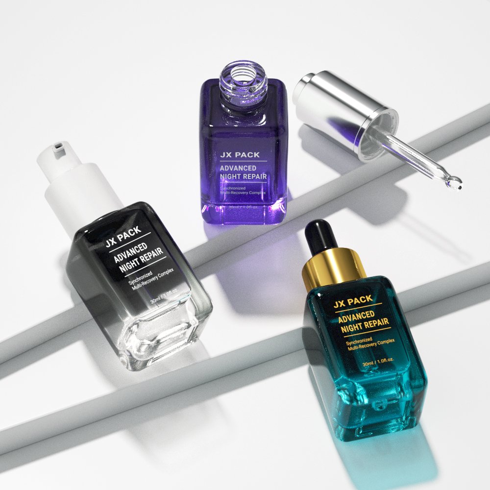 good price glass Cosmetic skin care serum packaging 30 ml 50 ml 1 oz push button dropper bottle serum bottle with dropper