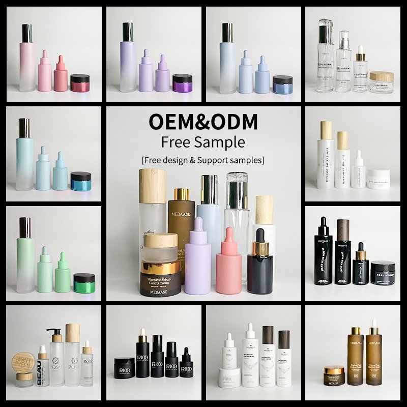 New Luxury Frosted 30ml Serum Cosmetic Packaging Skincare Glass Jar Cream Container and Lotion Pump Bottles
