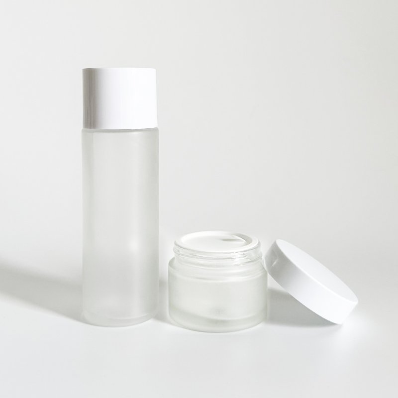 New Luxury Frosted 30ml Serum Cosmetic Packaging Skincare Glass Jar Cream Container and Lotion Pump Bottles