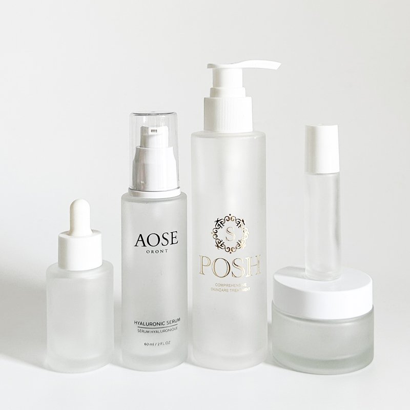 New Luxury Frosted 30ml Serum Cosmetic Packaging Skincare Glass Jar Cream Container and Lotion Pump Bottles