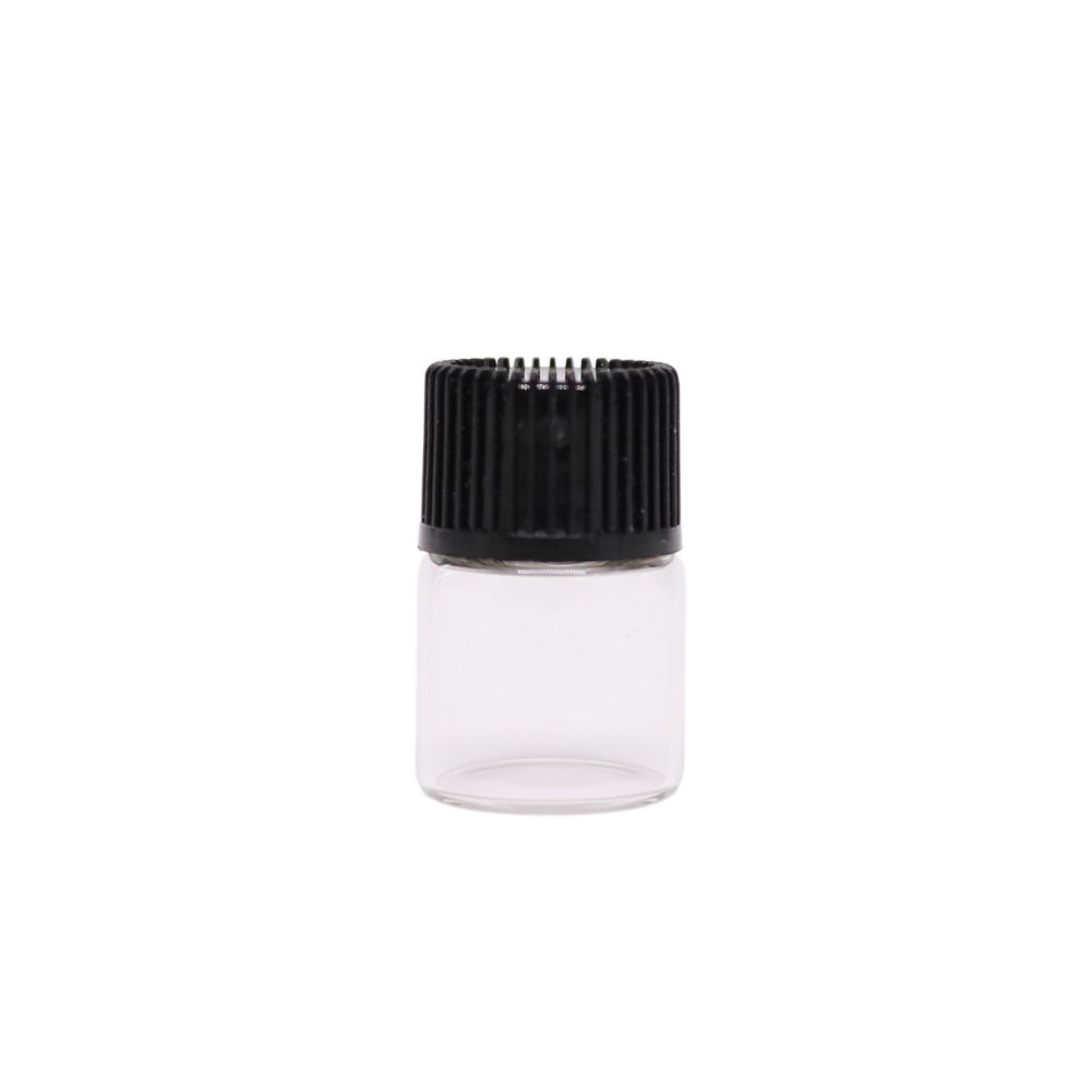 Vials 1ml 2ml 3ml mini clear sample essential oil glass bottles with black screw cap plastic orifice reducer