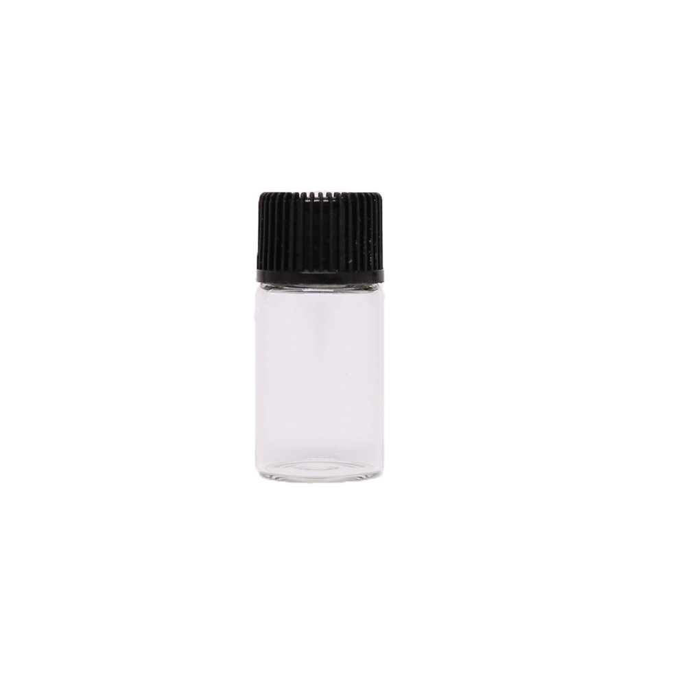 Vials 1ml 2ml 3ml mini clear sample essential oil glass bottles with black screw cap plastic orifice reducer
