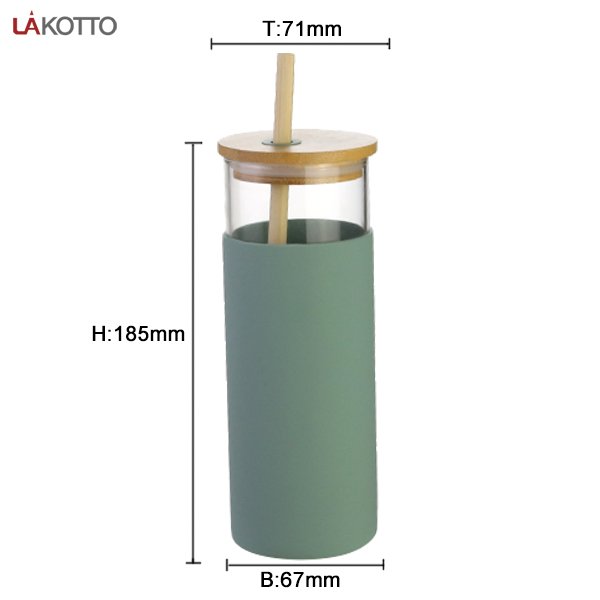 Lid Silicone Sleeve Bottle Glass Water Drinking Bottle with Straw Eco-friendly 500ml Glass Tumbler Bamboo New Creative Gym