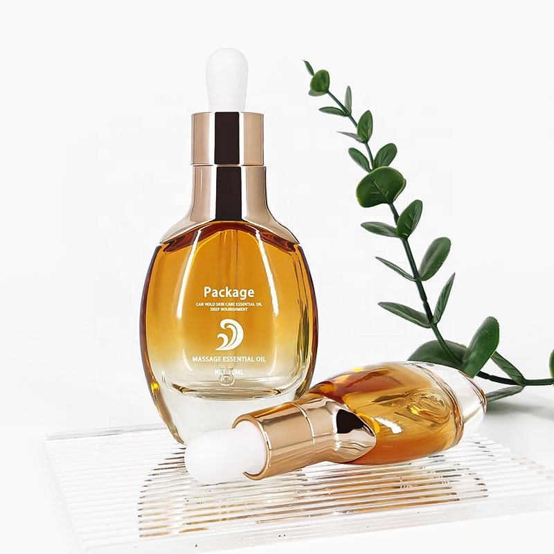 15ml 30ml round shoulders glass skincare packaging frosted face serum essential oil dropper bottle With Pipette