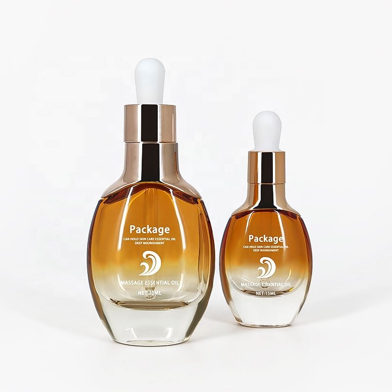 15ml 30ml round shoulders glass skincare packaging frosted face serum essential oil dropper bottle With Pipette