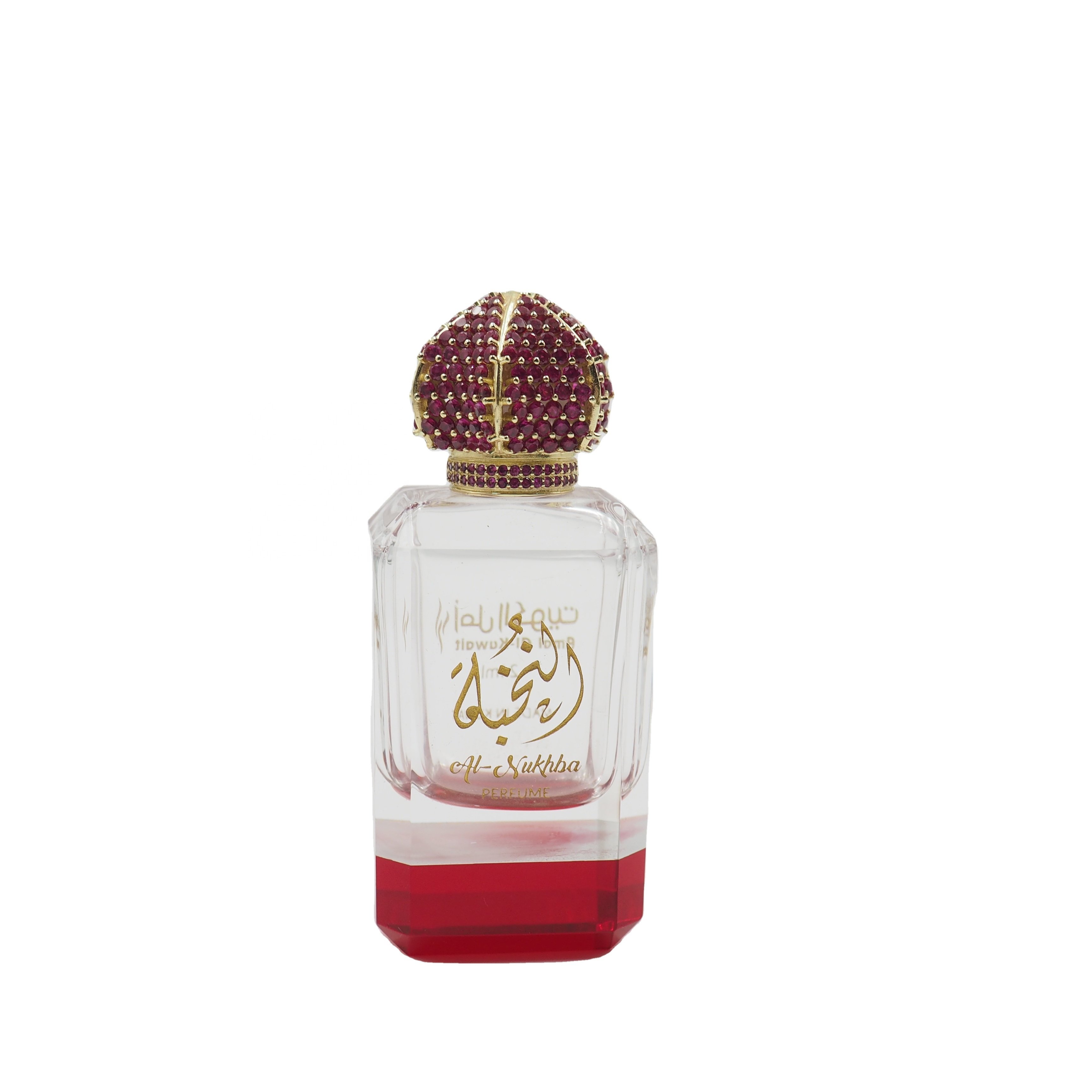 Custom 24ml Jewelry Cap Arabian Oud Oil Tola Attar Glass Bottle With Crystal Base