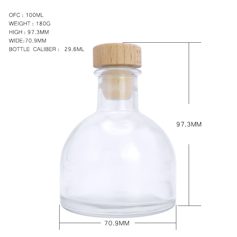 Free Sample Custom Luxury Design 100ML Empty Packaging Fat Round Perfume Reed Diffuser Glass Bottle