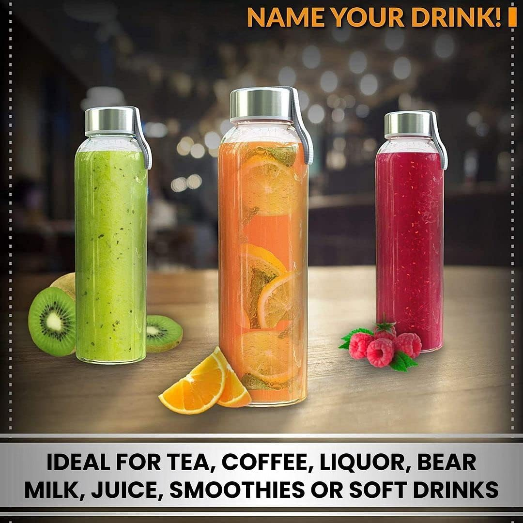 Wholesale Beverages Juice Smoothies 18oz Glass Juice Bottles With Sleeves and Stainless Steel Lids Glass Bottles for Juice