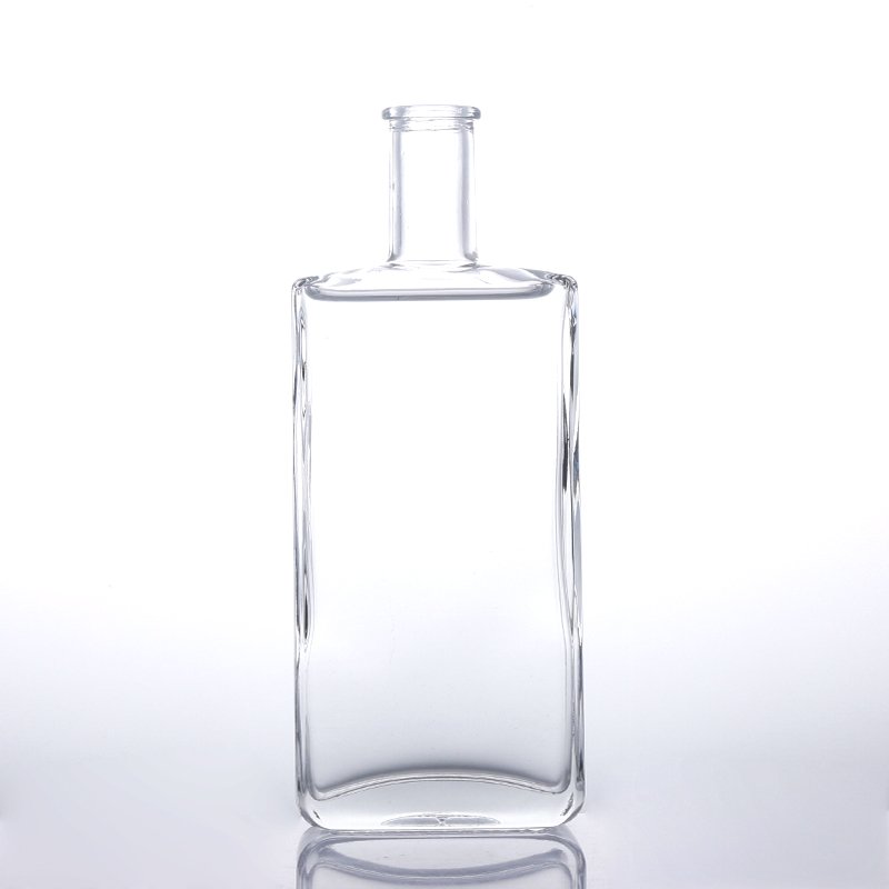 Inventory Wholesale Simplicity Square Flat Transparent Empty 500ml Wine Bottle With Cork Glass Lid And Packaging Box