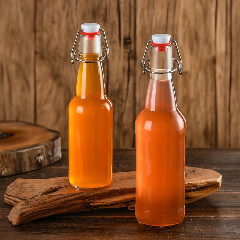 Glass bottle factory 250ml 500ml 750ml 1000ml empty transparent swing top glass liquor Swing Top Glass Bottles
