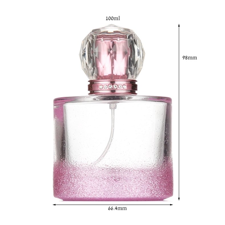 Wholesale 50ml 80ml 100ml Cosmetic Pink Cylindrical Empty Refillable Clear Glass Perfume Bottle With Pump
